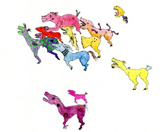 Set of 5 art prints: Strange Animals discounted art print pack
