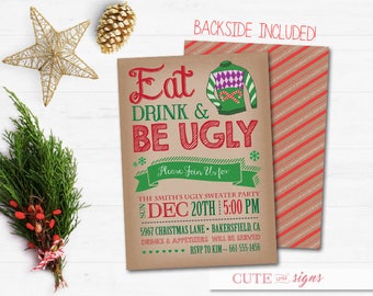 Ugly Sweater Party Christmas Invitation, Christmas Party Invite Digital Download