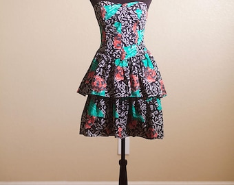 80s Ruffle Strapless Dress