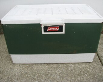 Vintage Coleman Green Metal Ice Cooler Chest