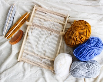 weaving loom, Tapestry loom and tools kit, Frame loom with heddle bar, loom kit, weaving loom kit, weaving kit, wooden loom weaving Lap Loom