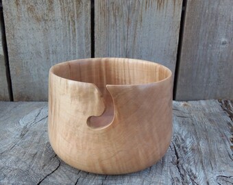 Wooden Yarn Bowl, Hand Turned Maple