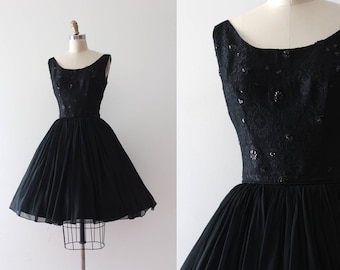 vintage 1950s dress // 50s 60s black party dress
