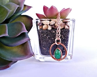 Copper Electroformed Emerald Necklace