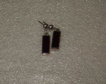 Sterling Silver Onyx Hook Earrings