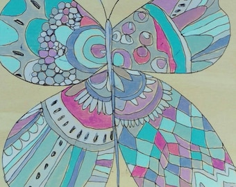 Butterfly Jennifer Mercede painting 6x6in 'Lavey'