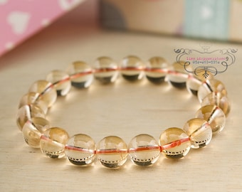 Citrine bracelet 10mm beads | stretch beaded bracelet genuine semi precious gemstones | energy yoga reiki chakra healing jewelry
