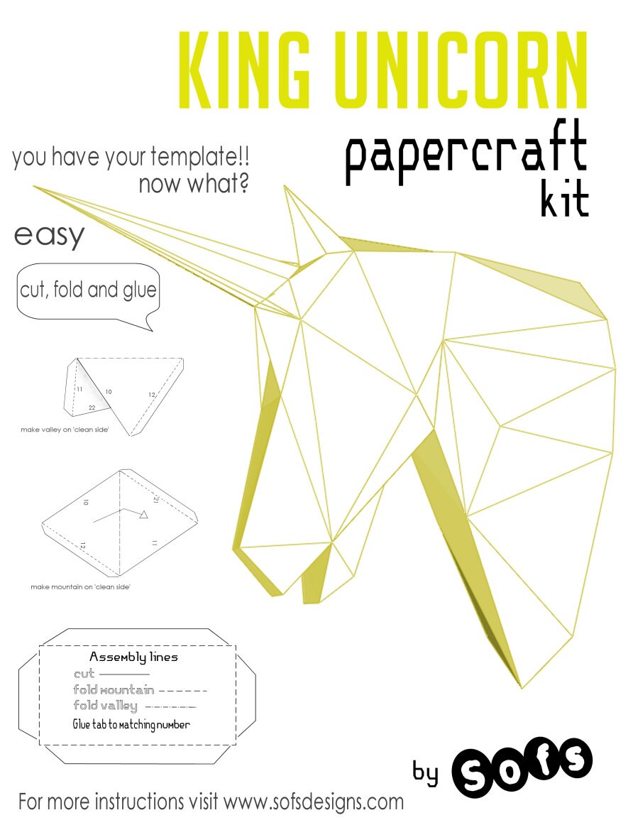 Printed Unicorn Papercraft Kit You Will Be Shipped 1 Kit