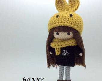 cute little girl pattern, crochet doll pattern, amigurumi doll pattern