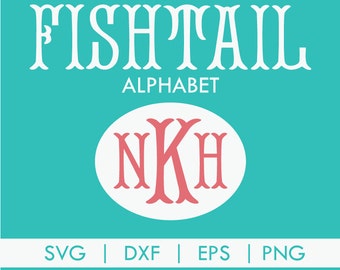 Fishtail Monogram Alphabet Font SVG DXF PNG