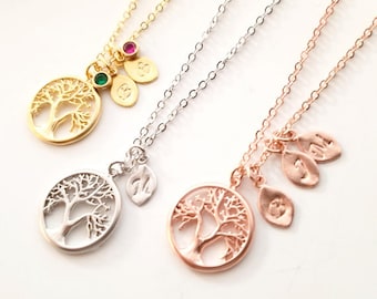Personalized Necklace For MOM Family Tree Initial Necklace Birthstone Necklace Gifts For Women Inspirational anniversary gifts mother gift