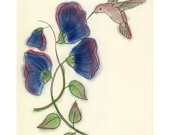 Bird decor print. Hummingbird Bird art - Good Morning - 4" X 6" print - 4 for 3 SALE