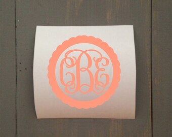 Vine Monogram Decal, Vinyl Monogram, Monogrammed Sticker, Monogram Decal, Monogram Car Decal, Yeti Decal, Tumbler Decal