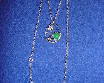 Chrystophrase free form Necklace, Sterling Silver, Pendent