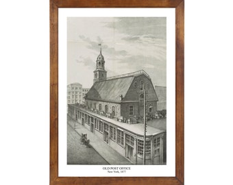 Old Post Office, New York, 1877; 24x36 inch print reproduced from a vintage painting or lithograph