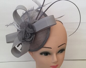 Elegant Fascinator with Headband and Clip Weddings Ladies Day Race Royal Ascot - Grey Colour