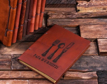 Personalized Monogrammed Leather Engraved Recipe Cookbook Notebook (024205)