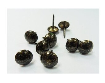 100 Vintage Brass Upholstery Tacks, Upholstery Nails, Decotacks French Natural Antique Brass Furniture Upholstery Nail Heads, Leather Tacks