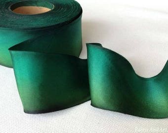 Forest Shadows Dark Green Hand Dyed Silk Ribbon-2 yard increments