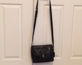 Vintage Coach Black Soft Leather Messenger 1980s Shoulder Bag Purse #9908