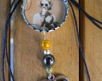 Bottlecap recycled pendant with charm