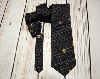 Rubiks Cube necktie, Rubiks cube gift, Rubiks cube tie, rubiks cube accessory, mens tie, womans tie