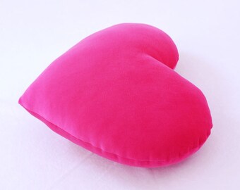 Valentine's Day Gift - Hot Pink Velvet Heart Shaped Decorative Pillow - Small Size