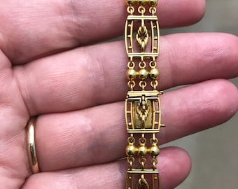 Antique Edwardian 15-carat gold solid gate-link bracelet from about 1910