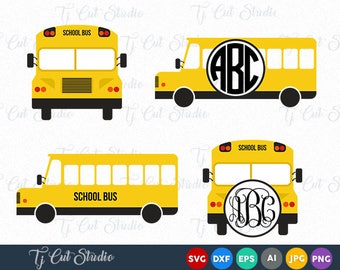 School Bus svg, Yellow Bus svg, School Bus Monogram svg, Back To School, Files for Silhouette Cameo or Cricut, Commercial & Personal Use.