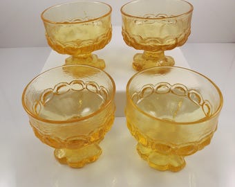 Franciscan Tiffin Madeira Champagne Coupe Sherbet Glass Cornsilk Yellow Set of 4