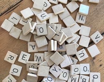 Wooden Scrabble tiles x 90