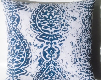 Navy Blue Distressed Ikat 18x18 Pillow Cover