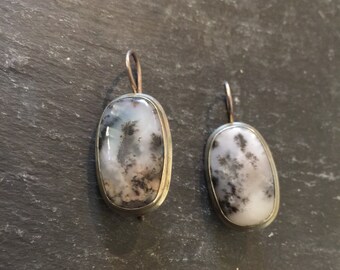 Moss Agate Leverback Earrings
