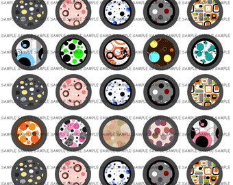 INSTANT DOWNLOAD...Abstract Dots & Designs.... 1.313 inch Circle Images Collage Sheet for 1 Inch Buttons ...Buy 3 get 1