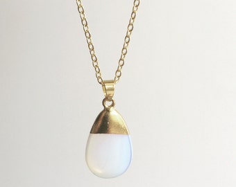 White Opal Necklace, Summer Necklace, Chic