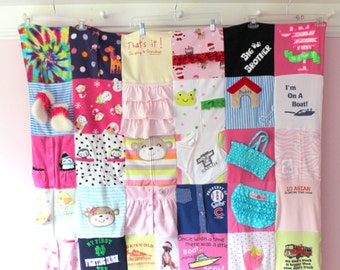 Custom Baby Clothes Quilt - Memory Blanket - Memory Quilt - Baby Blanket
