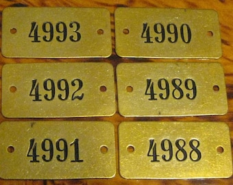 6 Vintage Brass Locker Tags You Get All 6 Tags #2