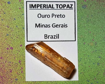 IMPERIAL TOPAZ Sparkling Orange 4.6 Gram Double Terminated Gemstone Crystal From Brazil