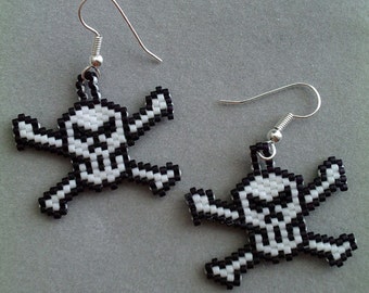 Skull and Crossbones Beaded Earrings