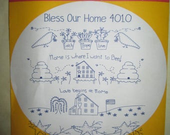 Aunt Martha's Hot Iron Transfers 4010 Bless Our Home Embroidery