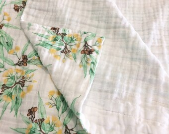 Organic Cotton Muslin Baby Wrap. Double Gauze. Swaddle Cloth. Certified Organic. Thistle and Fox Fabric Prints. Ships 4-6 weeks