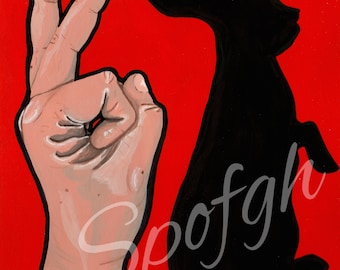 Shadow Puppet 'Bunny' Gouache Hand (Print)