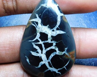 57.50 Cts Natural Top Quality Septarian Gemstone Cabochon Pear Shape 41x28x5.5MM