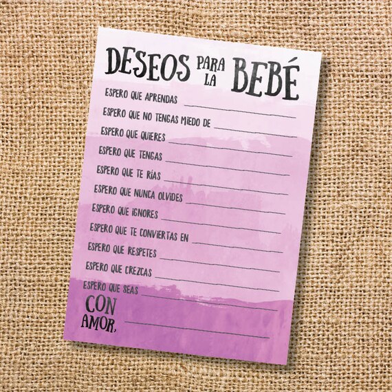 Deseos para la bebé Baby Shower Niña Morado Violeta Wishes for