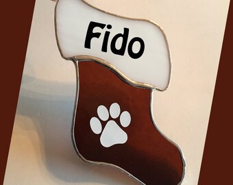 Handmade Personalized Stained Glass Pet Stocking Ornament/Suncatcher
