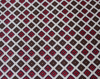 50s Cotton Fabric - 5 Yards x 35.5 Inches Wide - Magenta Pink Brown & White Tiny Squares Geometric Print Yardage - 1950s Five Yards - 47561