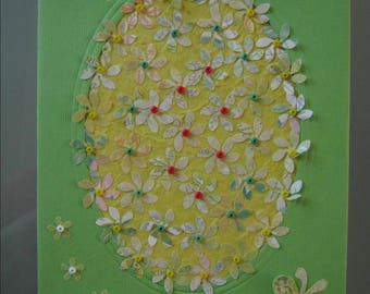 map of Easter egg decorated with multicolored flowers
