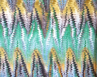 Soft Turquoise, Green and Gold Chevron Snake Print Polyester Spandex Jersey Knit Fabric by the Yard