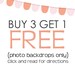 Buy 3 Get 1 FREE -- This listing will act as your FREE backdrop- Please read instructions located in this listing