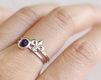 fleur de lis ring . fleur de lis jewelry . fleur de lys ring . stackable fleur de lis ring . fleur de lis stacking ring . kkg ring